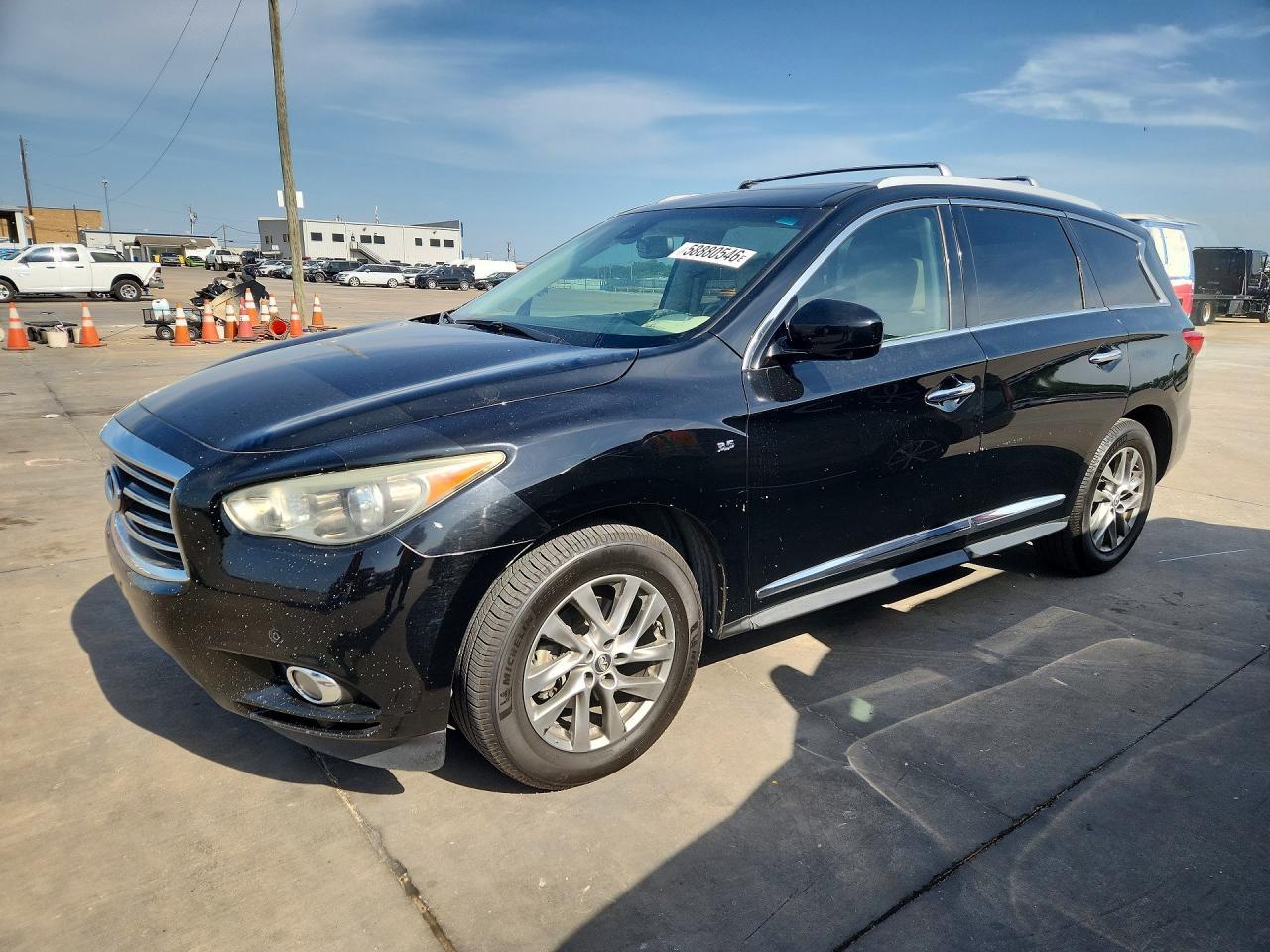 2015 Infiniti QX60 VIN 5N1AL0MNXFC511414 COPART salvage auction — Side, TX - SALVAGE VEHICLE TITLE, sold $750 on 2026-07-09 (photo 1)