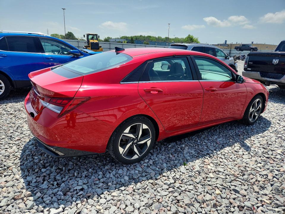 2021 Hyundai Elantra VIN 5NPLN4AG0MH014040 COPART salvage auction — WATER/FLOOD, Wi - Junked Vehicle Bill Of Sale, sold $4,000 on 2026-07-20 (photo 3)