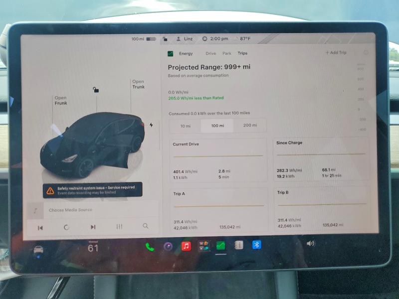 2022 Tesla Model y VIN 7SAYGDEF8NF407708 COPART salvage auction — FRONT END, CA - SALVAGE CERTIFICATE, sold $6,000 on 2026-07-23 (photo 9)
