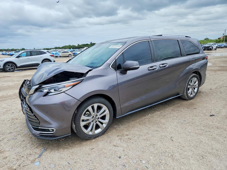 2022 Toyota Sienna VIN 5TDERKEC0NS085050 COPART salvage auction — FRONT END, Fl - Cert Of Title Slvg Rebuildable, sold $12,300 on 2026-07-16 (photo 1)