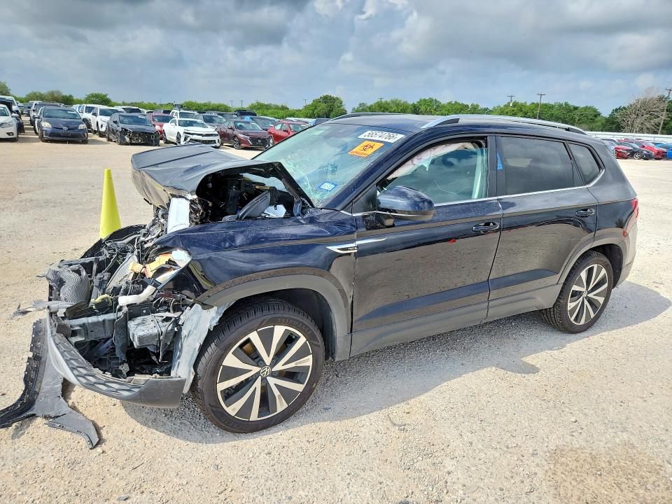 2023 Volkswagen Taos VIN 3VVEX7B26PM381581 COPART salvage auction — FRONT END, TX - SALVAGE VEHICLE TITLE (P), sold $1,550 on 2026-07-09 (photo 1)