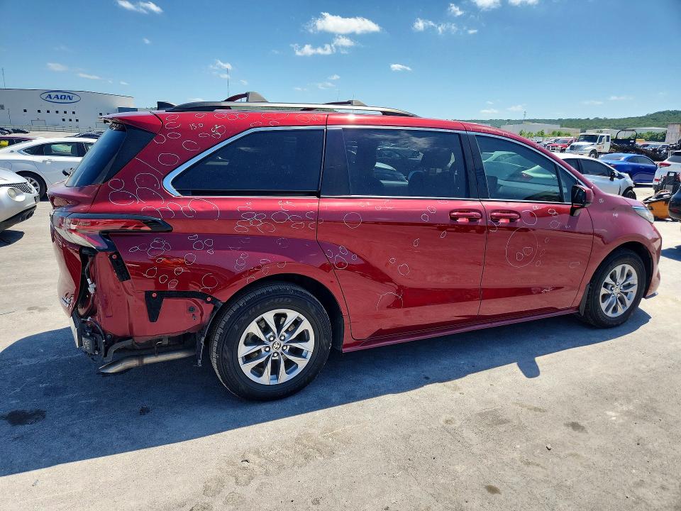2022 Toyota VIN 5TDKRKEC6NS121584 COPART salvage auction — HAIL, Ok - Cert Of Title-Salvage, sold $9,300 on 2026-07-22 (photo 3)