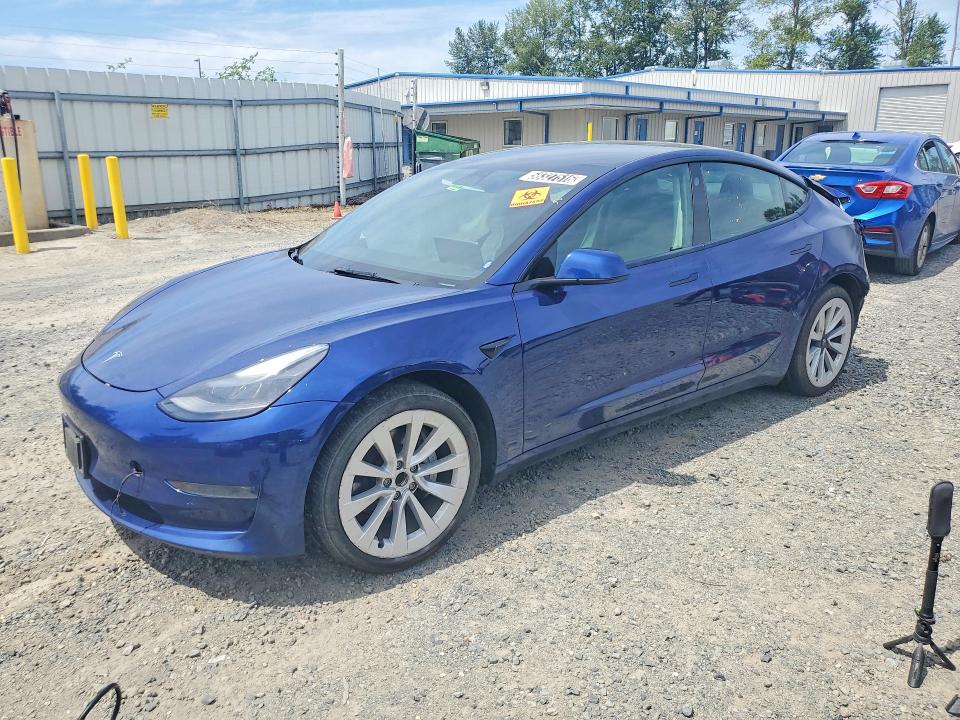 2022 Tesla Model 3 VIN 5YJ3E1EA7NF369193 COPART salvage auction — REAR END, WA - BILL OF SALE-PARTS ONLY, sold $2,950 on 2026-07-13 (photo 1)