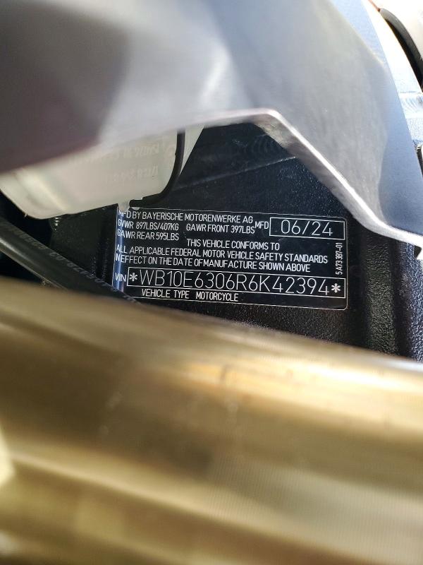 2024 BMW S VIN WB10E6306R6K42394 COPART salvage auction — FRONT END, Az - Cert Of Title - Salvage, sold $7,400 on 2026-07-16 (photo 9)