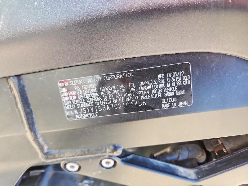 2012 Suzuki Dl1000 VIN JS1VT53A7C2101456 COPART salvage auction — FRONT END, NM - CERT OF TITLE-SALVAGE, sold $500 on 2026-07-23 (photo 9)