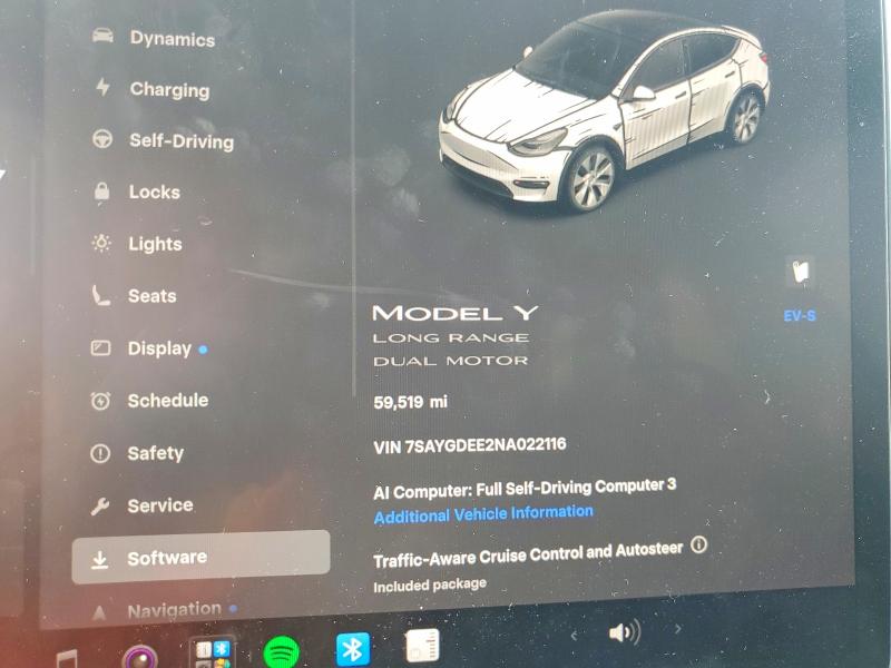 2022 Tesla Model y VIN 7SAYGDEE2NA022116 COPART salvage auction — REAR END, Ca - Salvage Certificate, sold $12,000 on 2026-07-30 (photo 9)