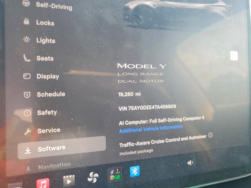 2026 Tesla Model y VIN 7SAYGDEE4TA456809 COPART salvage auction — FRONT END, Co - Public - Salvage Title, sold $16,700 on 2026-07-07 (photo 9)