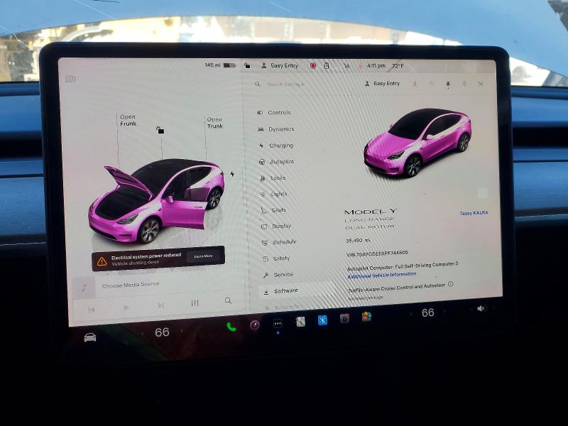 2023 Tesla Model y VIN 7SAYGDEE0PF744805 COPART salvage auction — FRONT END, CA - SALVAGE CERTIFICATE, sold $4,100 on 2026-07-28 (photo 9)