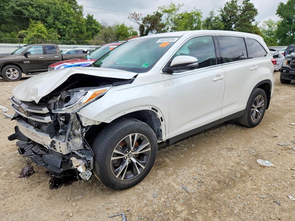 2019 Toyota Highlander VIN 5TDBZRFH3KS729898 COPART salvage auction — FRONT END, Va - Cert Of Title - Salvage, sold $3,100 on 2026-07-28 (photo 1)