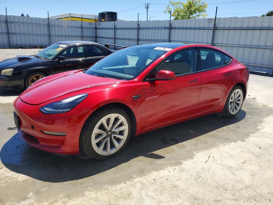 2022 Tesla Model 3 VIN 5YJ3E1EA3NF186793 COPART salvage auction — MECHANICAL, CA - CERTIFICATE OF TITLE, sold $6,600 on 2026-07-08 (photo 1)