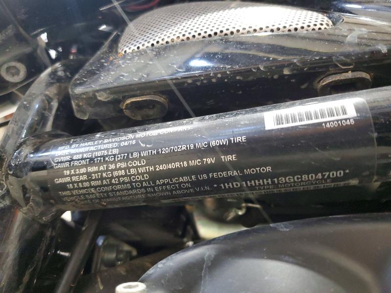 2016 Harley-davidson VIN 1HD1HHH13GC804700 COPART salvage auction — SIDE, Ok - Cert Of Title-Salvage, sold $7,000 on 2026-09-03 (photo 9)