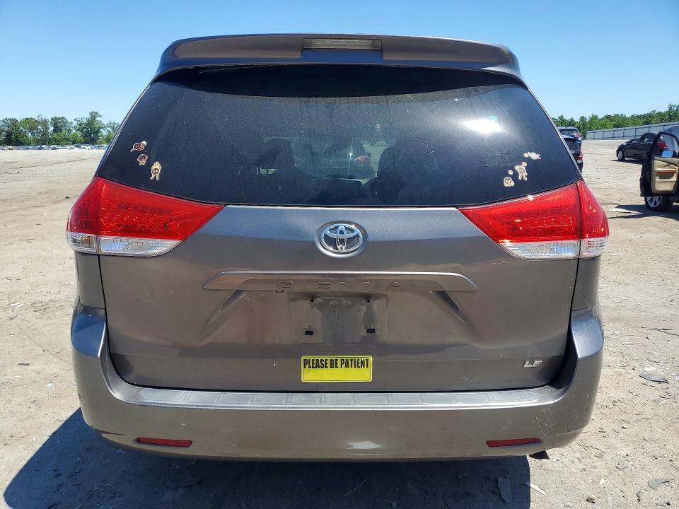 2011 Toyota Sienna VIN 5TDKK3DC8BS048676 COPART salvage auction — REAR END, VA - CERTIFICATE OF TITLE, sold $1,900 on 2026-07-29 (photo 6)