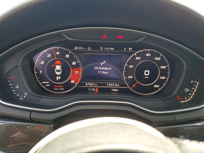 2018 Audi S5 VIN WAUP4AF53JA032803 COPART salvage auction — FRONT END, NV - SALVAGE TITLE, sold $8,200 on 2026-08-24 (photo 9)