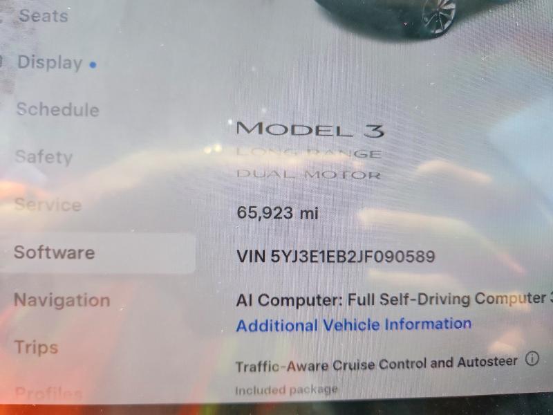 2018 Tesla VIN 5YJ3E1EB2JF090589 COPART salvage auction — SIDE, Md - Cert Of Salvage < 75% Damage, sold $6,600 on 2026-07-21 (photo 9)