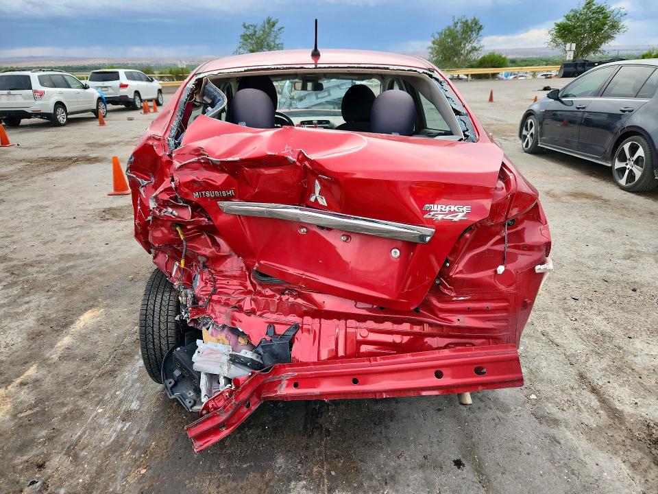 2018 Mitsubishi Mirage VIN ML32F3FJ8JHF12512 COPART salvage auction — REAR END, Nm - Non-Repairable Vehicle Cert, sold $175 on 2026-07-27 (photo 6)