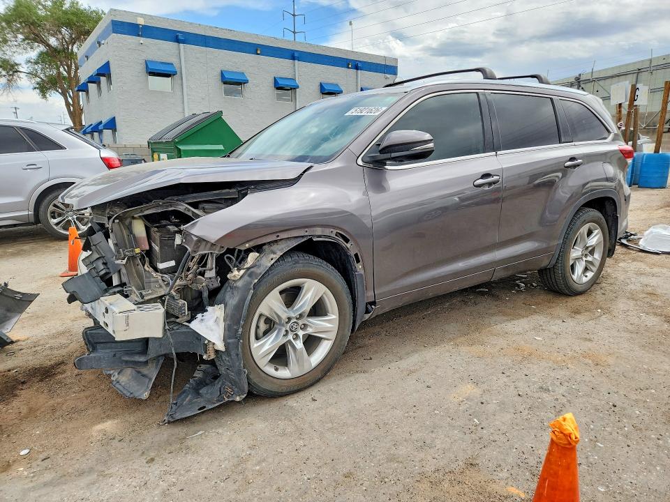 2019 Toyota Highlander VIN 5TDDZRFH9KS711091 COPART salvage auction — FRONT END, Nm - Cert Of Title-Salvage, sold $6,700 on 2026-07-09 (photo 1)