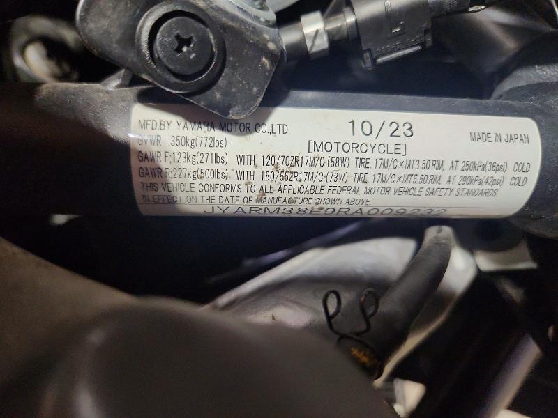 2024 Yamaha VIN JYARM38E9RA009232 COPART salvage auction — FRONT END, Co - Public - Salvage Title, sold $1,550 on 2026-07-23 (photo 9)