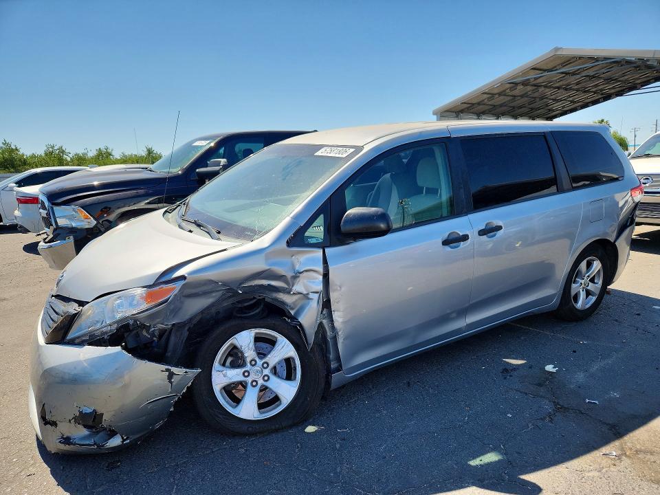 2014 Toyota Sienna VIN 5TDZK3DCXES516555 COPART salvage auction — FRONT END, Ca - Salvage Certificate, sold $70 on 2026-07-27 (photo 1)
