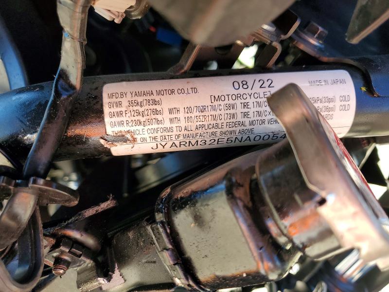 2022 Yamaha Mt07 VIN JYARM32E5NA005441 COPART salvage auction — ALL OVER, PA - CERTIFICATE OF SALVAGE, sold $1,150 on 2026-07-16 (photo 9)