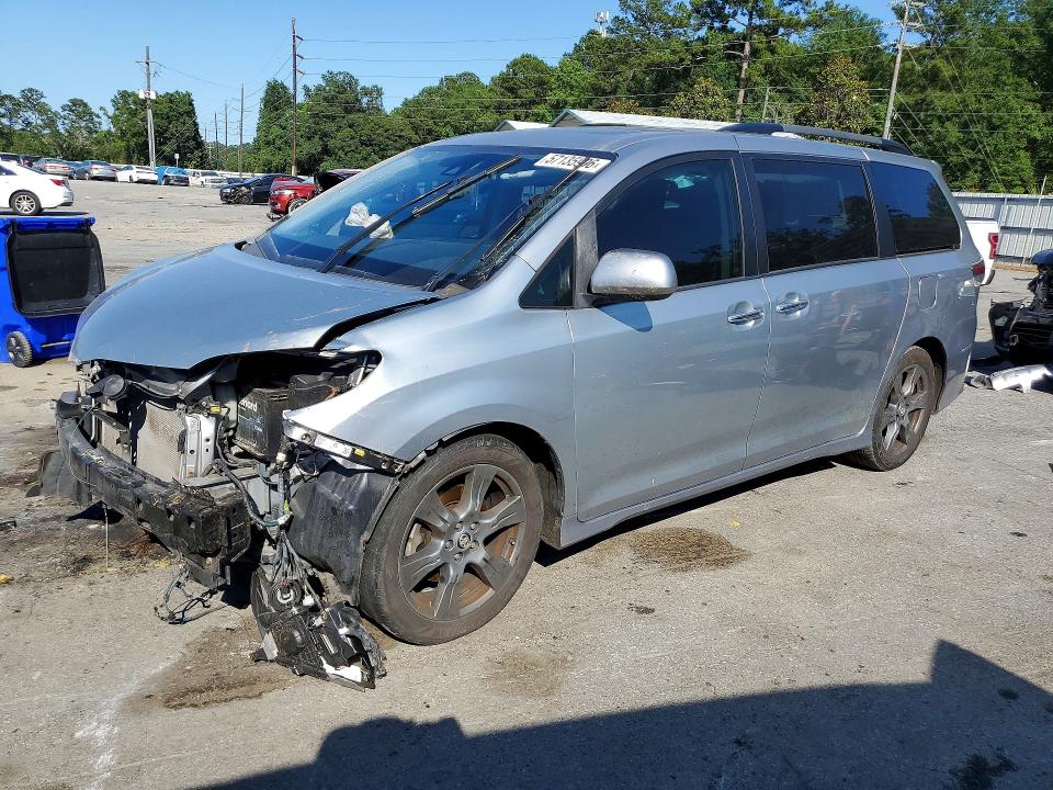 2018 Toyota Sienna VIN 5TDXZ3DC1JS953177 COPART salvage auction — FRONT END, Ga - Cert Of Title-Salvage, sold $375 on 2026-07-23 (photo 1)