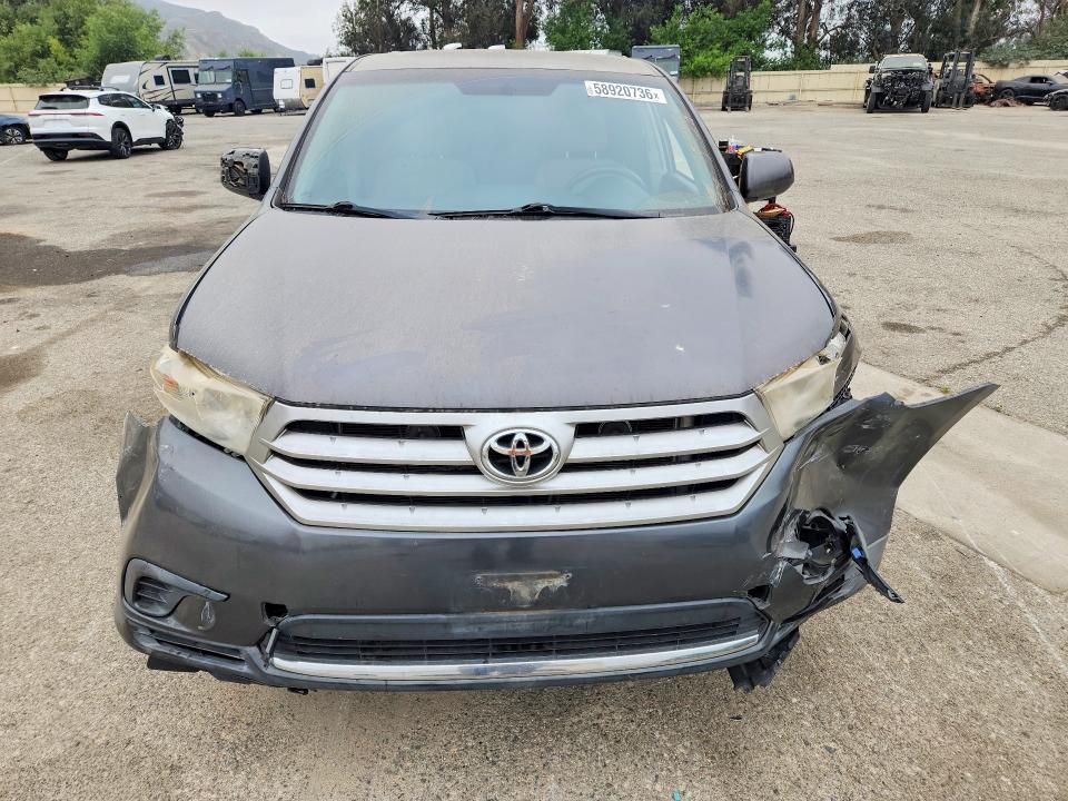 2013 Toyota Highlander VIN 5TDBK3EH2DS225798 COPART salvage auction — FRONT END, Ca - Salvage Certificate, sold $4,200 on 2026-07-28 (photo 5)