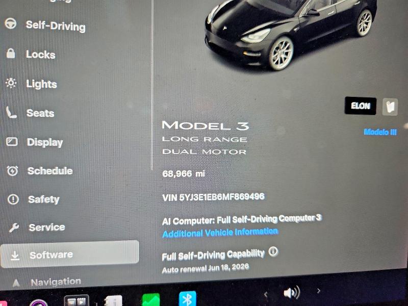 2021 Tesla Model 3 VIN 5YJ3E1EB6MF869496 COPART salvage auction — SIDE, IL - SALVAGE CERTIFICATE, sold $10,800 on 2026-07-30 (photo 9)