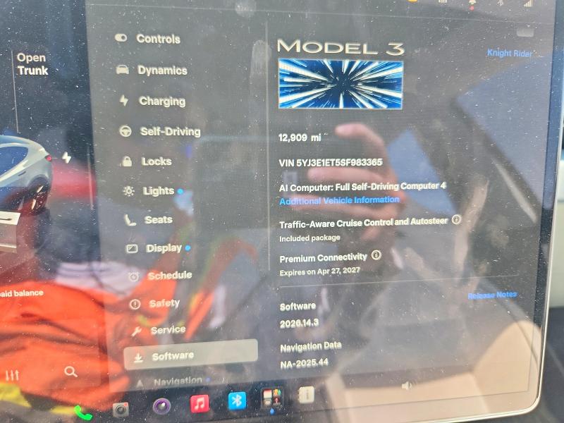 2025 Tesla Model 3 VIN 5YJ3E1ET5SF983365 COPART salvage auction — HAIL, Ok - Cert Of Title-Salvage, sold $18,700 on 2026-07-22 (photo 9)