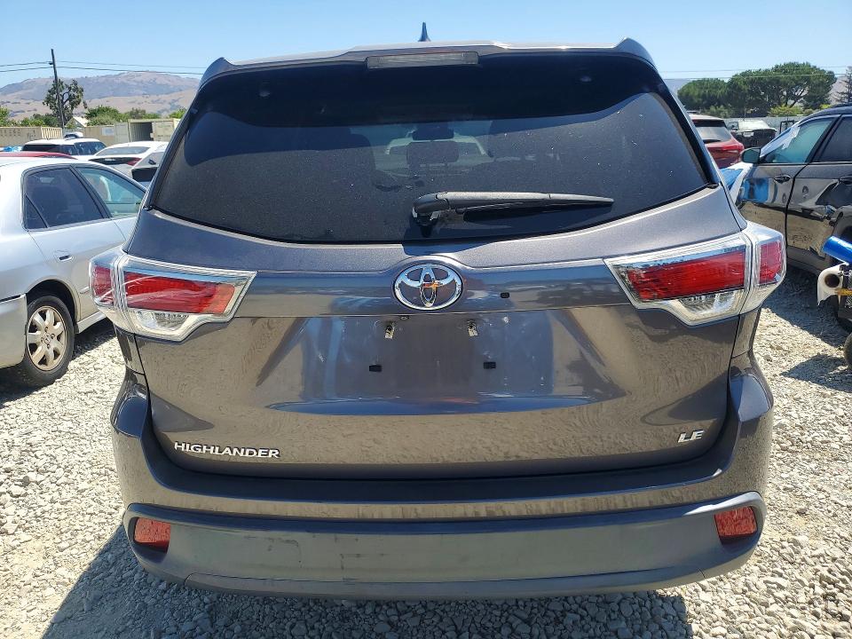 2015 Toyota Highlander VIN 5TDZKRFHXFS045908 COPART salvage auction — FRONT END, Ca - Salvage Certificate, sold $4,000 on 2026-07-07 (photo 6)