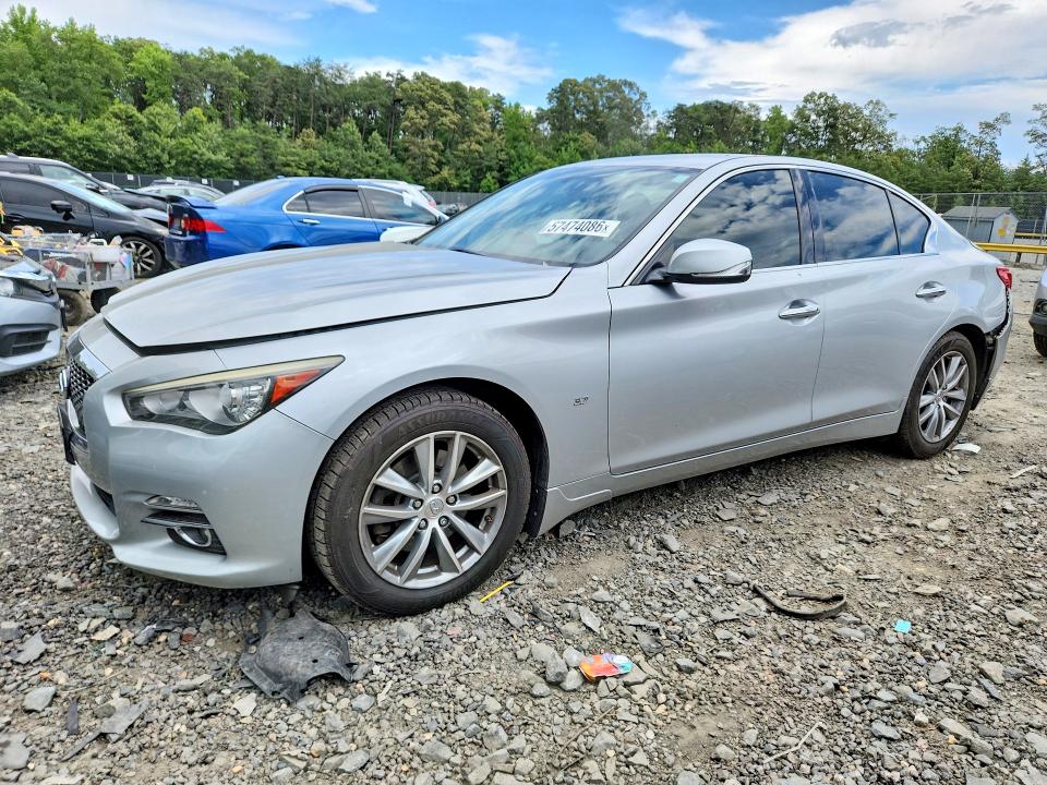 2014 Infiniti Q50 VIN JN1BV7AR9EM702515 COPART salvage auction — REAR END, Md - Parts Only-No Title Letter, sold $1,900 on 2026-07-31 (photo 1)