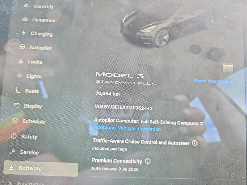 2021 Tesla Model 3 VIN 5YJ3E1EA2MF962443 COPART salvage auction — SIDE, On - Permit No Brand - Unfit, sold $9,400 on 2026-07-07 (photo 9)
