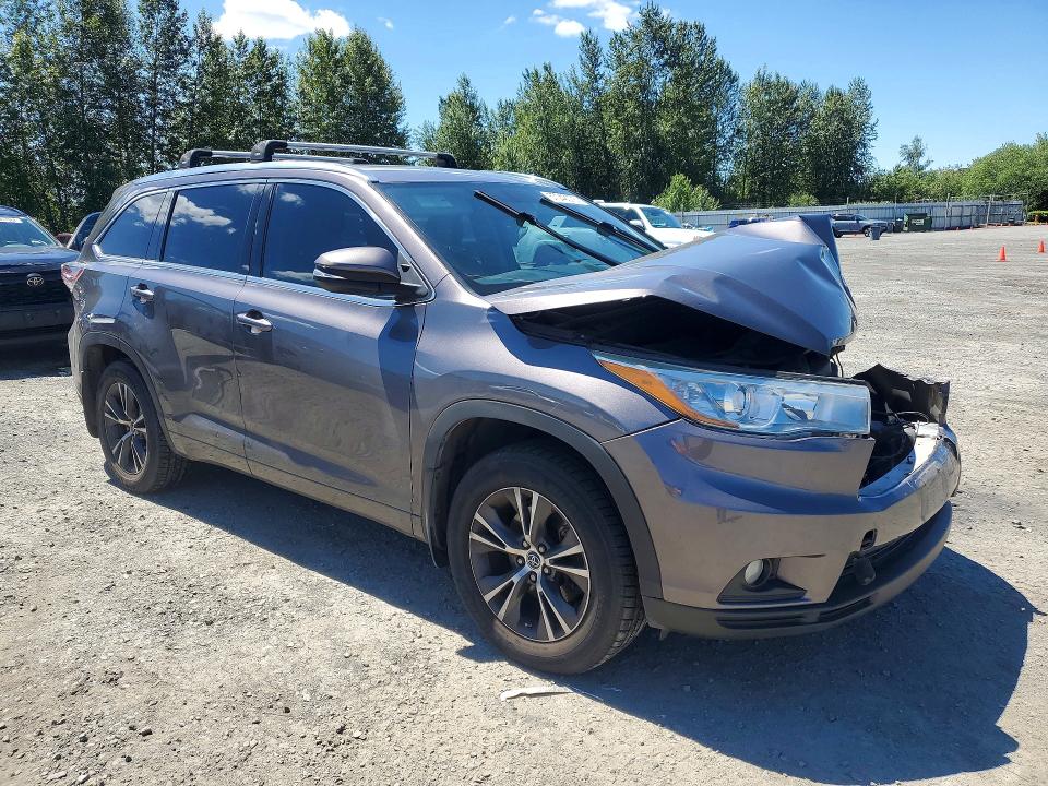 2016 Toyota Highlander VIN 5TDJKRFH0GS232203 COPART salvage auction — FRONT END, WA - BILL OF SALE, sold $8,000 on 2026-07-14 (photo 4)