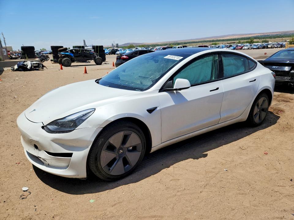 2021 Tesla Model 3 VIN 5YJ3E1EA7MF989590 COPART salvage auction — FRONT END, Nm - Cert Of Title-Salvage, sold $3,100 on 2026-08-28 (photo 1)