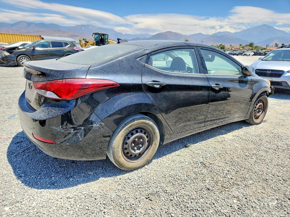 2016 Hyundai Elantra VIN KMHDH4AE8GU583752 COPART salvage auction — VANDALISM, Ca - Dis/Dlr/Exp Only Clean Title, sold $950 on 2026-07-15 (photo 3)