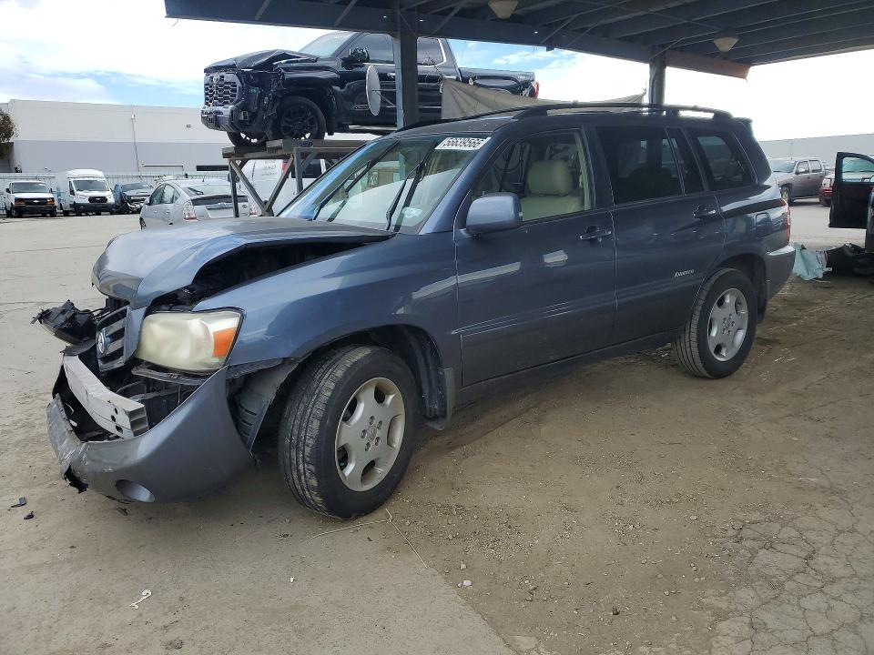 2007 Toyota Highlander VIN JTEEP21A070214223 COPART salvage auction — FRONT END, Ca - Salvage Certificate, sold $70 on 2026-07-21 (photo 1)
