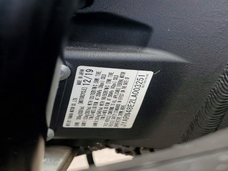2020 Yama Mt-10 VIN JYARN48E2LA003251 COPART salvage auction — MINOR DENT/SCRATCHES, HI - CERTIFICATE OF TITLE, sold $2,450 on 2026-08-17 (photo 9)