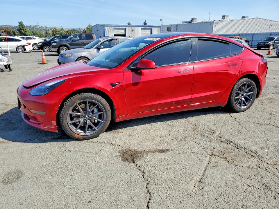 2021 Tesla VIN 5YJ3E1EB4MF875460 COPART salvage auction — REAR END, Ca - Salvage Certificate, sold $5,600 on 2026-07-24 (photo 1)