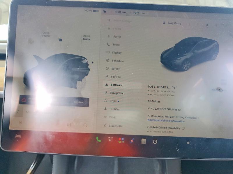 2023 Tesla Model y VIN 7SAYGDEE0PA144542 COPART salvage auction — FRONT END, Ga - Cert Of Title-Salvage, sold $5,200 on 2026-07-30 (photo 9)