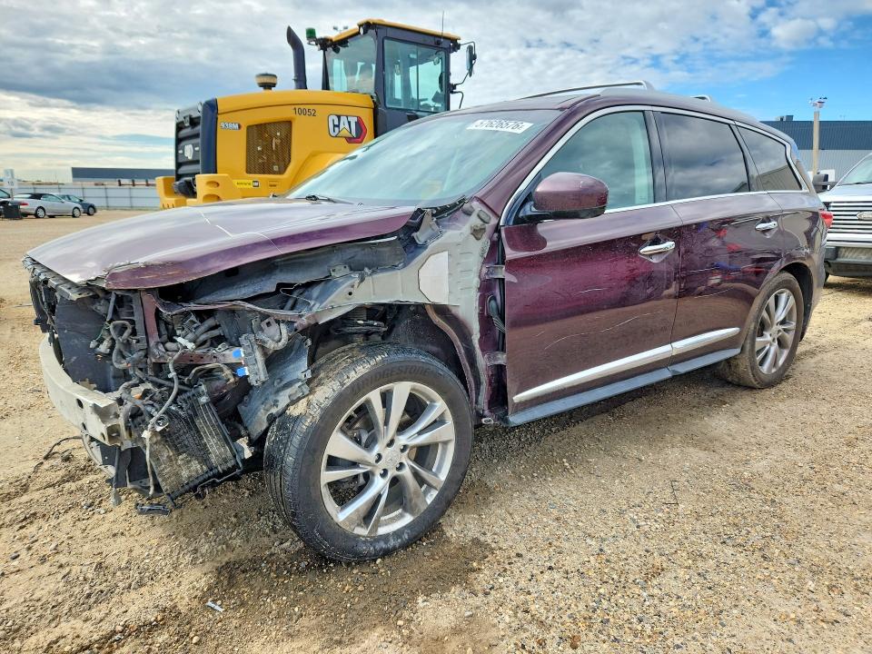 2014 Infiniti VIN 5N1AL0MMXEC527988 COPART salvage auction — FRONT END, Ab - Bos - Salvage, sold $450 on 2026-07-23 (photo 1)