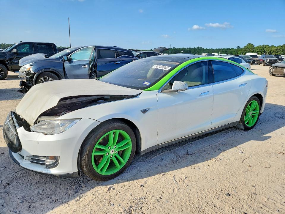 2014 Tesla Model s VIN 5YJSA1H14EFP43682 COPART salvage auction — FRONT END, Tx - Salvage Vehicle Title, sold $725 on 2026-07-28 (photo 1)