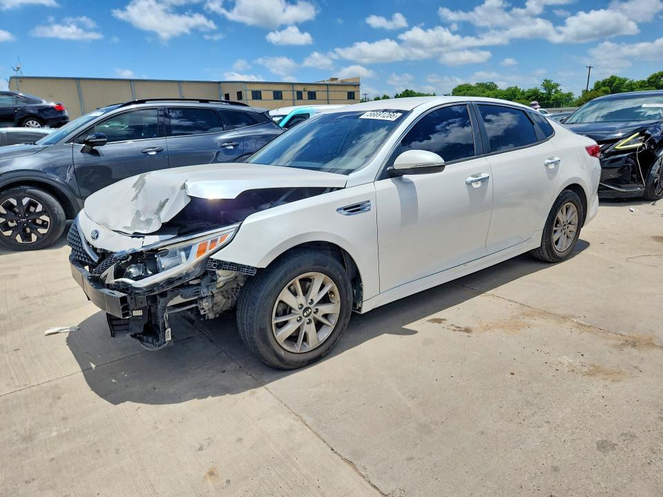 2016 Kia Optima VIN 5XXGT4L33GG026006 COPART salvage auction — FRONT END, Tx - Certificate Of Title (P), sold $800 on 2026-07-09 (photo 1)