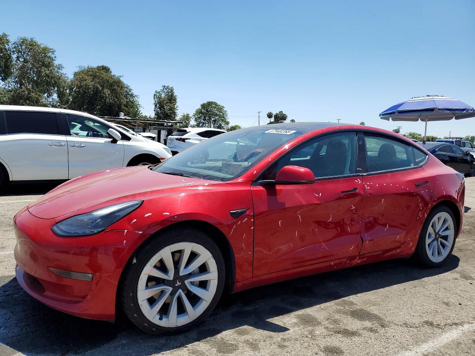 2022 Tesla Model 3 VIN 5YJ3E1EB8NF271878 COPART salvage auction — SIDE, Ca - Salvage Certificate, sold $7,900 on 2026-07-28 (photo 1)
