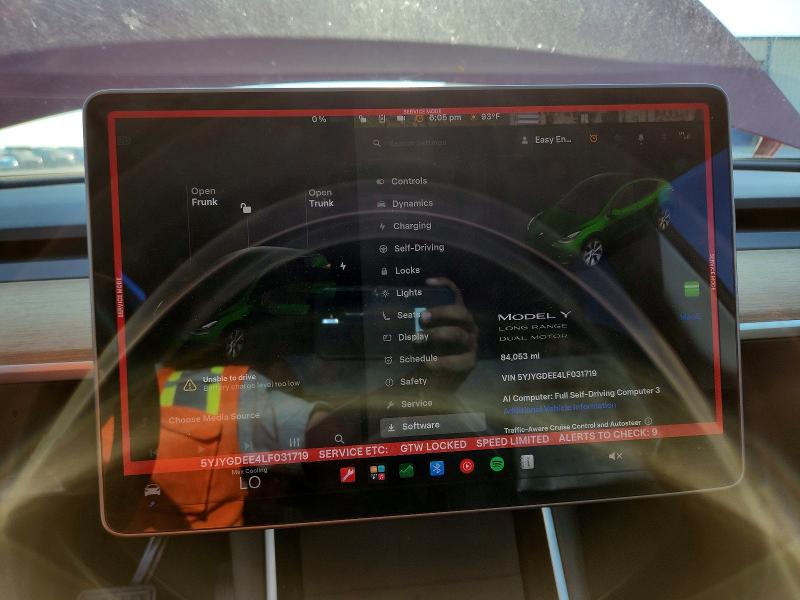 2020 Tesla Model y VIN 5YJYGDEE4LF031719 COPART salvage auction — REAR END, Tx - Salvage Vehicle Title, sold $7,800 on 2026-07-04 (photo 9)