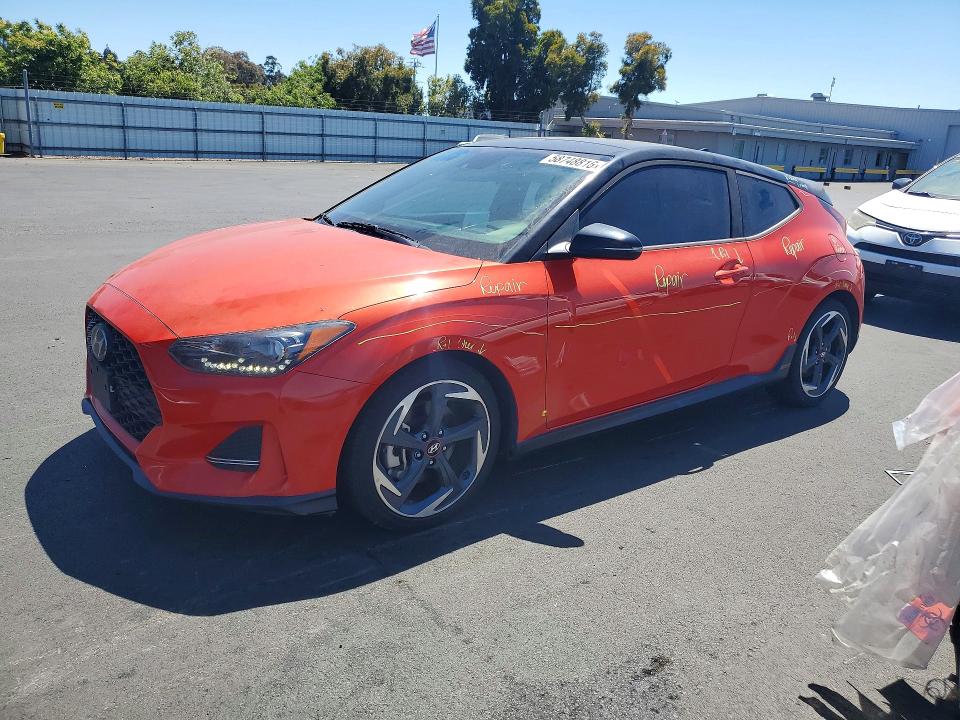 2019 Hyundai Veloster VIN KMHTH6AB4KU014483 COPART salvage auction — VANDALISM, Ca - Salvage Certificate, sold $1,850 on 2026-07-22 (photo 1)