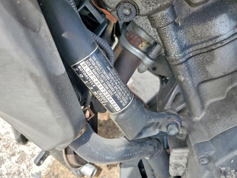 2013 Honda Cb VIN MLHPC4617D5001021 COPART salvage auction — FRONT END, Fl - Cert Of Title Slvg Rebuildable, sold $90 on 2026-07-02 (photo 9)