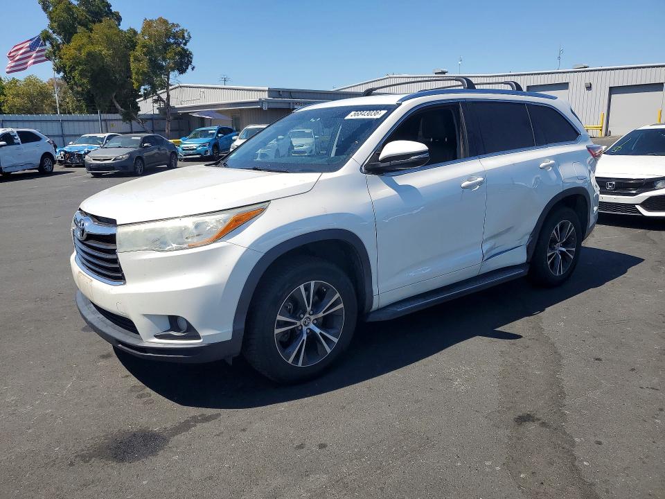 2016 Toyota Highlander VIN 5TDKKRFH8GS131060 COPART salvage auction — SIDE, Ca - Salvage Certificate, sold $9,200 on 2026-07-20 (photo 1)