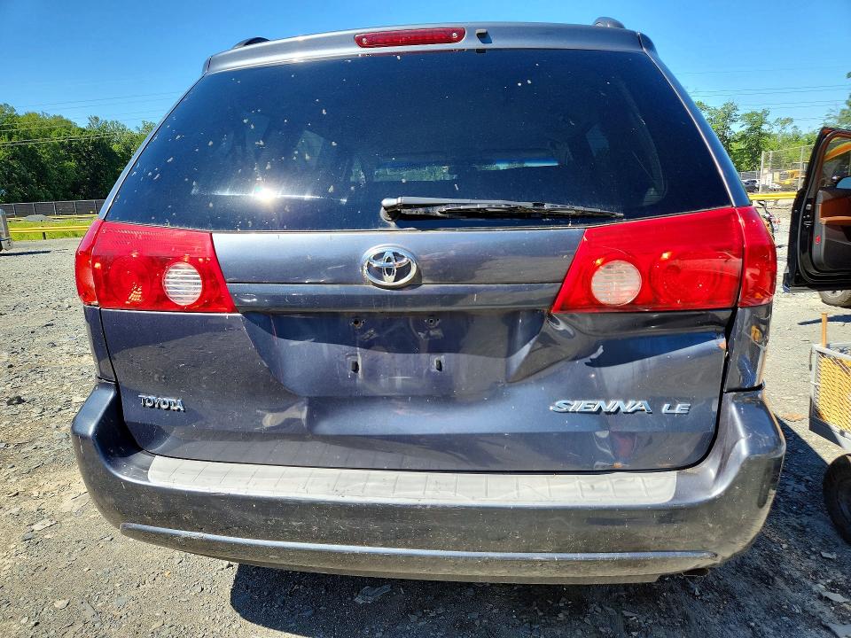 2007 Toyota Sienna VIN 5TDZK23C47S034369 COPART salvage auction — REAR END, PA - CERT OF SALVAGE-R=RECONSTRUCTE, sold $500 on 2026-07-21 (photo 6)