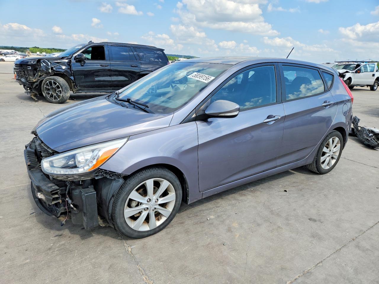 2014 Hyundai Accent VIN KMHCU5AE3EU197475 COPART salvage auction — Front End, TX - SALVAGE VEHICLE TITLE, sold $1,400 on 2026-07-09 (photo 1)