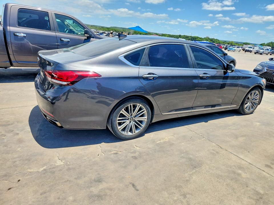 2018 Genesis G80 VIN KMHGN4JE6JU236112 COPART salvage auction — FRONT END, Tx - Salvage Vehicle Title, sold $3,350 on 2026-07-30 (photo 3)