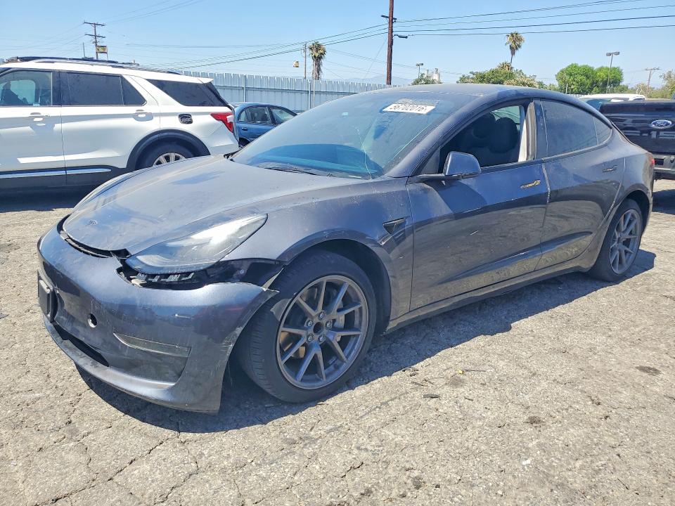 2023 Tesla Model 3 VIN 5YJ3E1EAXPF616161 COPART salvage auction — FRONT END, IN - CERT OF TITLE-SALVAGE TITLE, sold $5,300 on 2026-07-16 (photo 1)