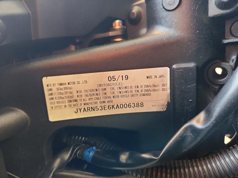 2019 Yamaha Mt09 VIN JYARN53E6KA006388 COPART salvage auction — SIDE, CT - CERT OF TITLE-SALVAGE, sold $2,100 on 2026-07-23 (photo 8)